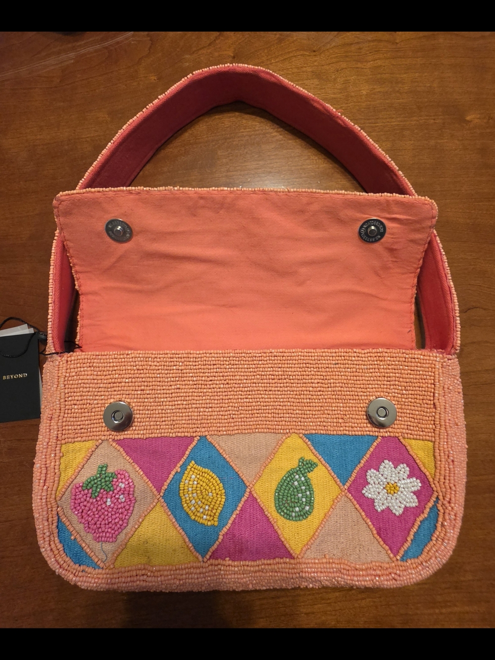 NWT America & Beyond Beaded Fruit Shoulder Bag Handmade India Statement Purse - Picture 3 of 11